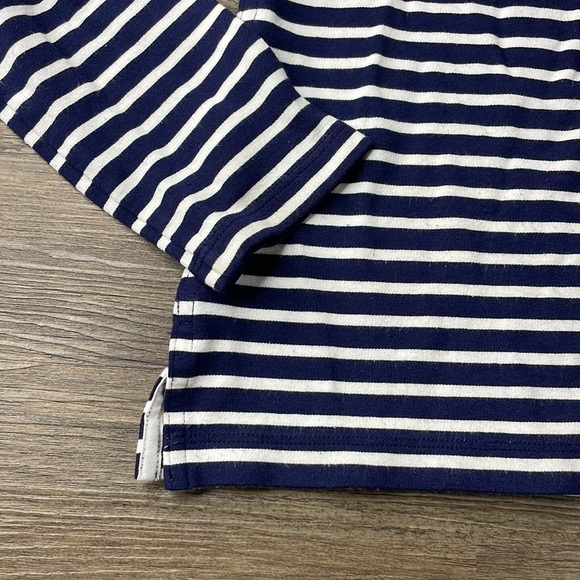 Theory Women’s Navy Blue And White Striped Long Sleeve Tee, size Small - Picture 3 of 8